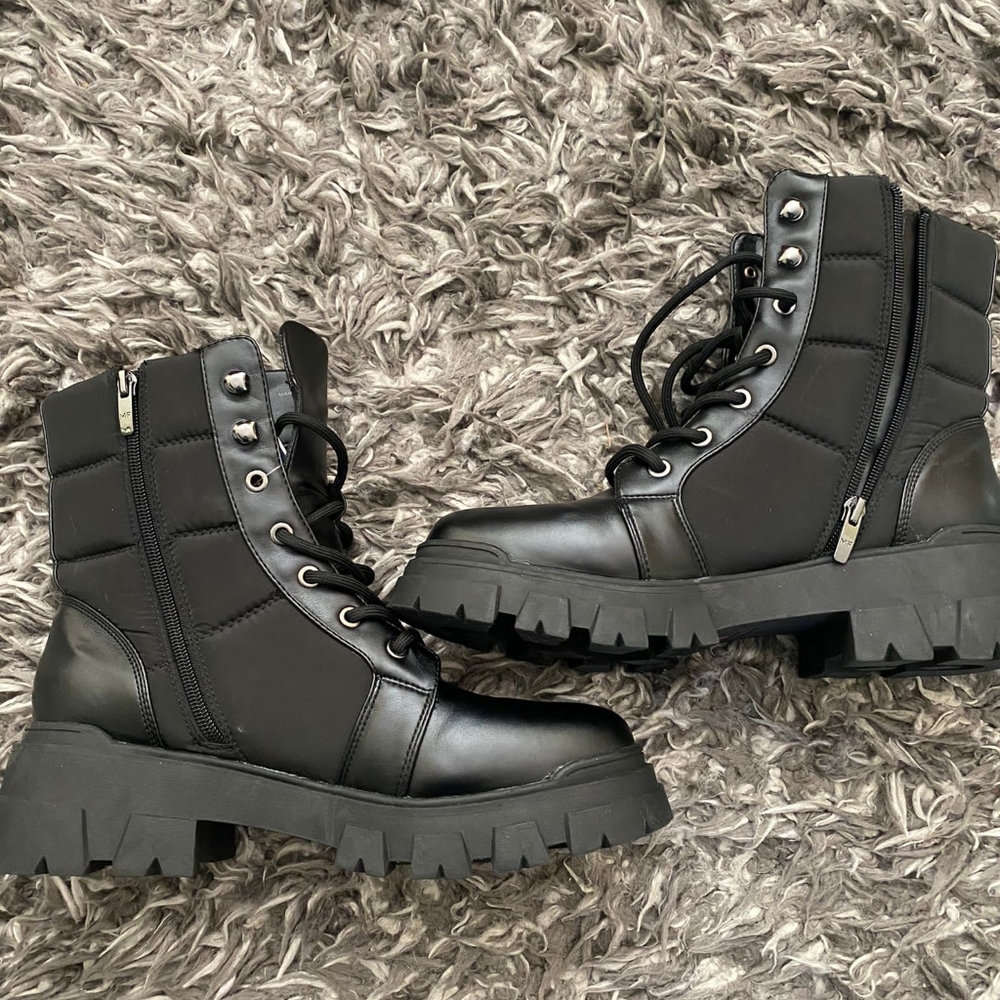 NEW Trendy Black Combat Moto Boots